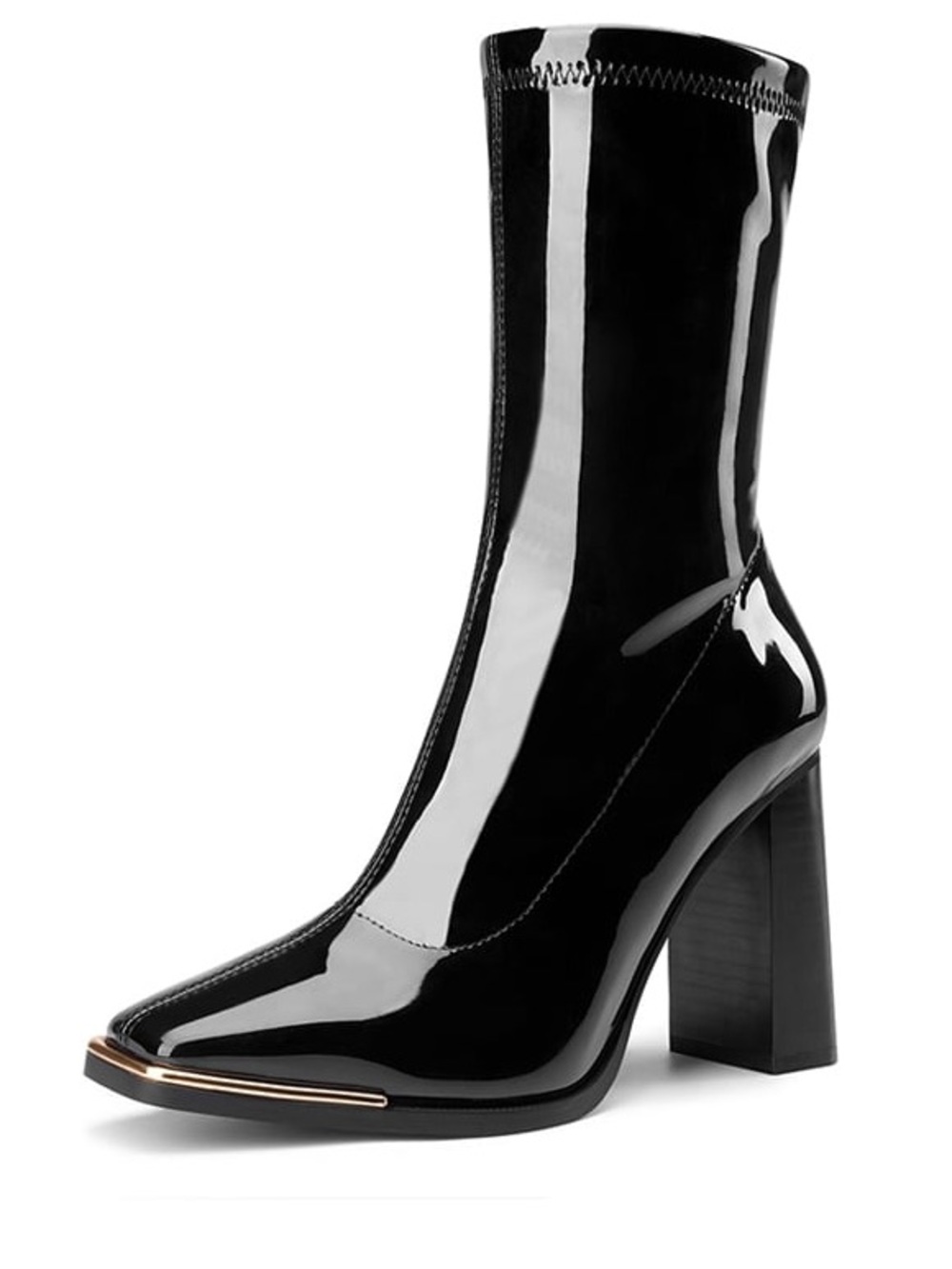 Dream Pairs Black Patent Pointed Toe Block Heel Ankle Boots 7.5 US women